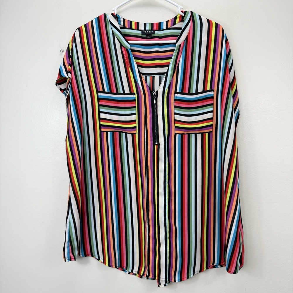 Torrid Multicolor Striped Blouse - Picture 5 of 11